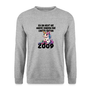 Limited Edition 2009 Geburtstag 2009 Geboren - Unisex Pullover - Weißgrau meliert - Vorne - Alina (178cm) & Michal (187cm)