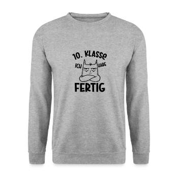 10. Klasse Geschafft Absolvent Schulende Abschluss - Unisex Pullover - Weißgrau meliert - Vorne - Alina (178cm) & Michal (187cm)