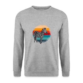 Safari Dreams – Zebra in Retro Sunset - Unisex Sweatshirt - salt & pepper - Front - Alina (178cm) & Michal (187cm)