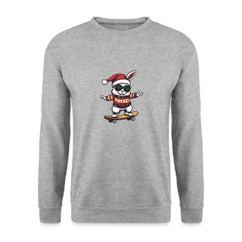 Hase Weihnachten Lustig - Unisex Pullover - Weißgrau meliert - Vorne - Alina (178cm) & Michal (187cm)