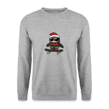 Eule Weihnachten Lustig - Unisex Pullover - Weißgrau meliert - Vorne - Alina (178cm) & Michal (187cm)
