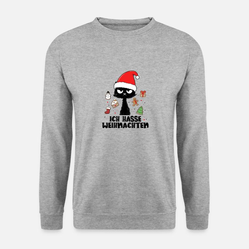 Ich Hasse Weihnachten Weihnachtskatze Weihnachten - Unisex Pullover - Weißgrau meliert