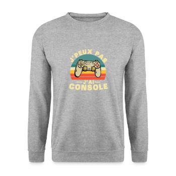 Ich kann nicht trösten, Humor Geschenk - Unisex Pullover - Weißgrau meliert - Vorne - Alina (178cm) & Michal (187cm)