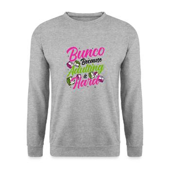 Bunco Night Flamingo Bunco Group Bunco Player - Unisex Sweatshirt - salt & pepper - Front - Alina (178cm) & Michal (187cm)