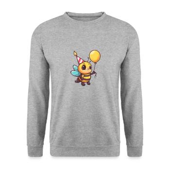 Biene Geburtstag Comic Niedlich - Unisex Pullover - Weißgrau meliert - Vorne - Alina (178cm) & Michal (187cm)