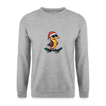 Seahorse Christmas Funny - Unisex Sweatshirt - salt & pepper - Front - Alina (178cm) & Michal (187cm)