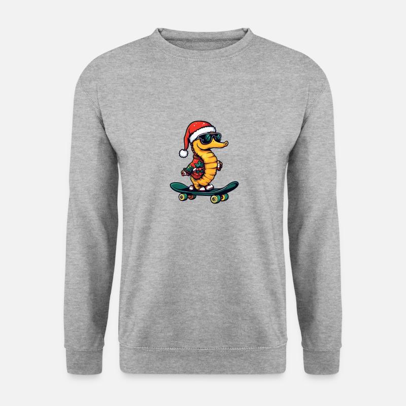 Seepferd Weihnachten Lustig - Unisex Pullover - Weißgrau meliert