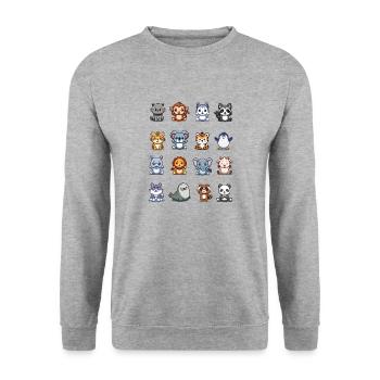 Cute Chibi Animals.Kitten and Friends - Unisex Sweatshirt - salt & pepper - Front - Alina (178cm) & Michal (187cm)
