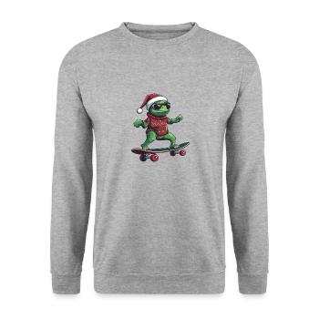 Caméléon Noël drôle - Sweat-shirt Unisexe - gris chiné - Devant - Alina (178cm) & Michal (187cm)