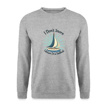 Je ne ronfle pas, je rêve dans un voilier qui navigue - Sweat-shirt Unisexe - gris chiné - Devant - Alina (178cm) & Michal (187cm)