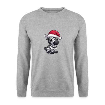 Zebra Weihnachten - Unisex Pullover - Weißgrau meliert - Vorne - Alina (178cm) & Michal (187cm)