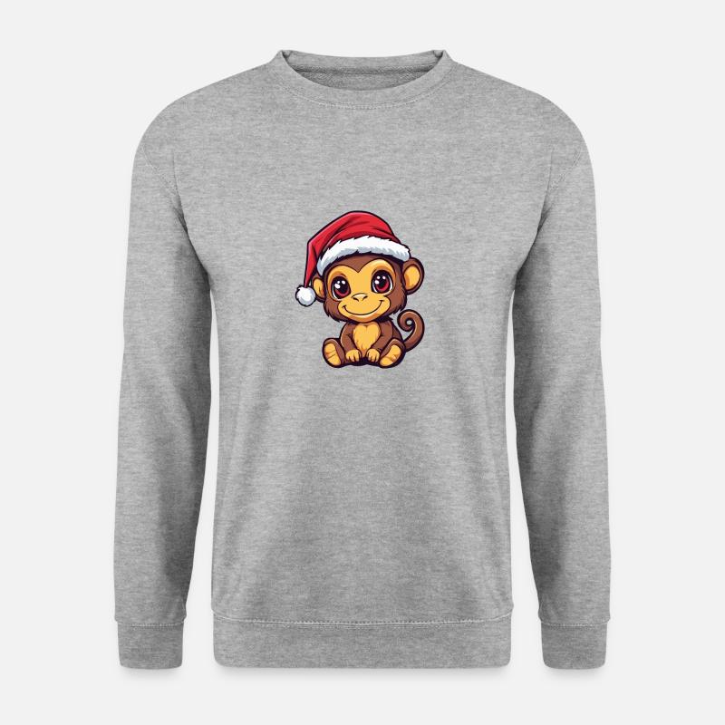 Affe Weihnachten - Unisex Pullover - Weißgrau meliert
