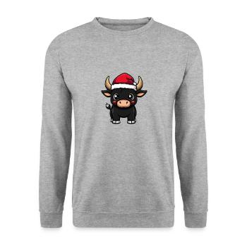 Taureau Noël - Sweat-shirt Unisexe - gris chiné - Devant - Alina (178cm) & Michal (187cm)