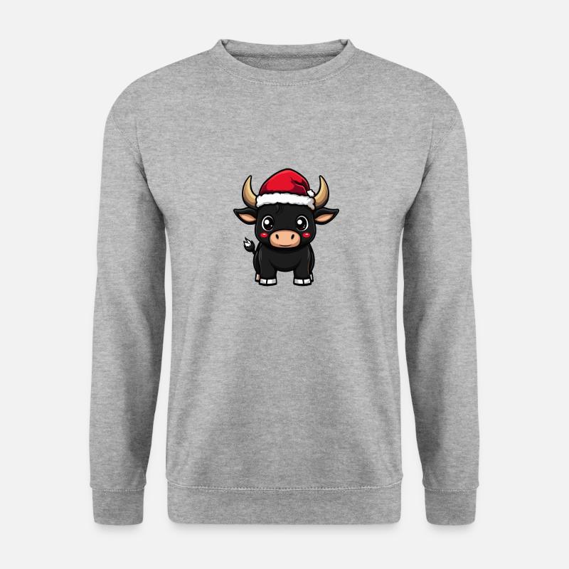 Stier Weihnachten - Unisex Pullover - Weißgrau meliert