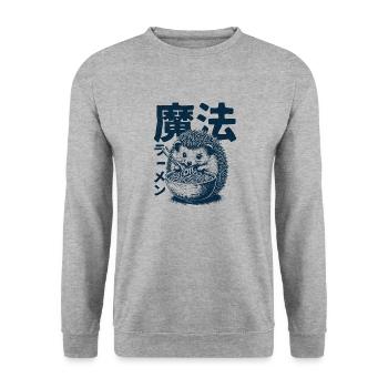 Ramen Igel - Unisex Pullover - Weißgrau meliert - Vorne - Alina (178cm) & Michal (187cm)