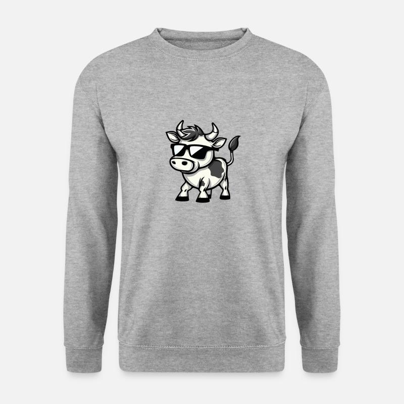 Kuh Comic Cool - Unisex Pullover - Weißgrau meliert