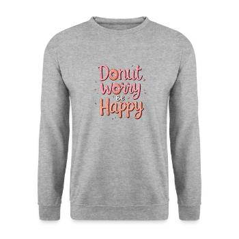 Donut Worry Be Happy – Funny Donut Saying Donut - Unisex Sweatshirt - salt & pepper - Front - Alina (178cm) & Michal (187cm)