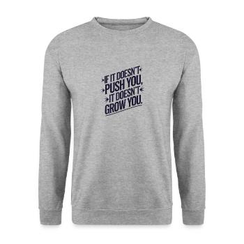 Wenn nicht, drücken Sie Motivationsspruch - Unisex Pullover - Weißgrau meliert - Vorne - Alina (178cm) & Michal (187cm)