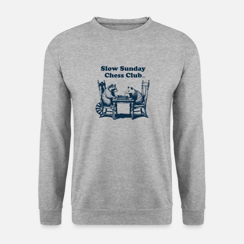 Slow Sunday Chess Club - Unisex Pullover - Weißgrau meliert