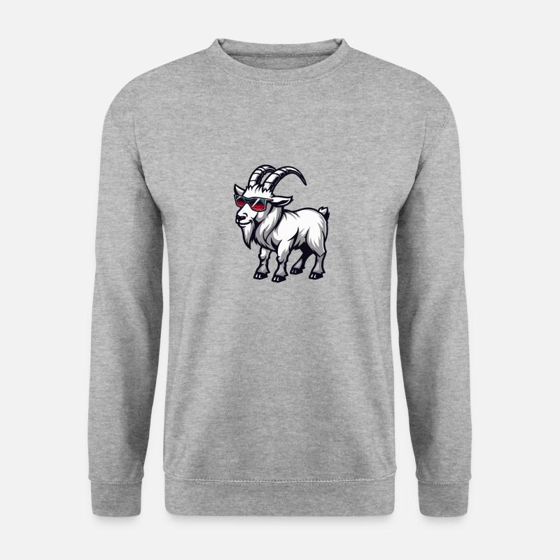 Bergziege Comic Cool - Unisex Pullover - Weißgrau meliert