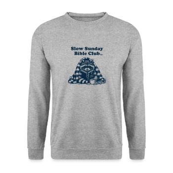 Slow Sunday Bible Club - Unisex Pullover - Weißgrau meliert - Vorne - Alina (178cm) & Michal (187cm)