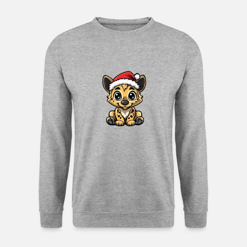 Hyäne Weihnachten Niedlich - Unisex Pullover - Weißgrau meliert