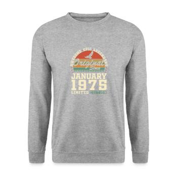 50 Years January 1975 Vintage Birthday Gift - Unisex Sweatshirt - salt & pepper - Front - Alina (178cm) & Michal (187cm)