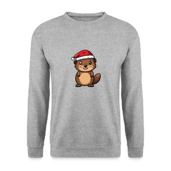 Castor Noël Mignon - Sweat-shirt Unisexe - gris chiné - Devant - Alina (178cm) & Michal (187cm)