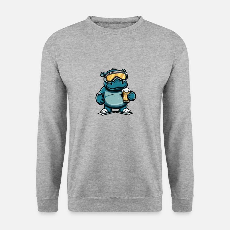 Hippopotamus Ski Beer - Unisex Sweatshirt - salt & pepper