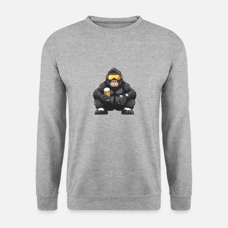 Gorilla Ski Bier - Unisex Pullover - Weißgrau meliert