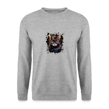 Chat Chat Animal Couronne - Sweat-shirt Unisexe - gris chiné - Devant - Alina (178cm) & Michal (187cm)