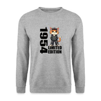 Limited Edition 1954 Geburtstag 1954 Geboren - Unisex Pullover - Weißgrau meliert - Vorne - Alina (178cm) & Michal (187cm)