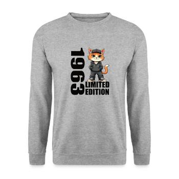 Edition Limitée 1963 Anniversaire Né 1963 - Sweat-shirt Unisexe - gris chiné - Devant - Alina (178cm) & Michal (187cm)