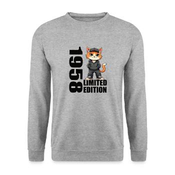 Limited Edition 1958 Geburtstag 1958 Geboren - Unisex Pullover - Weißgrau meliert - Vorne - Alina (178cm) & Michal (187cm)