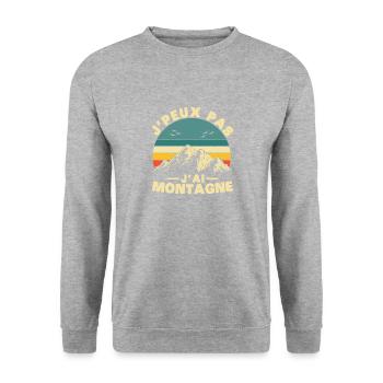 Je peux pas J'ai Montagne Humour Cadeau - Sweat-shirt Unisexe - gris chiné - Devant - Alina (178cm) & Michal (187cm)