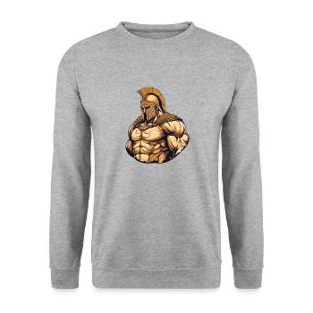 Spartaner Gladiator Muskeln - Unisex Pullover - Weißgrau meliert - Vorne - Alina (178cm) & Michal (187cm)