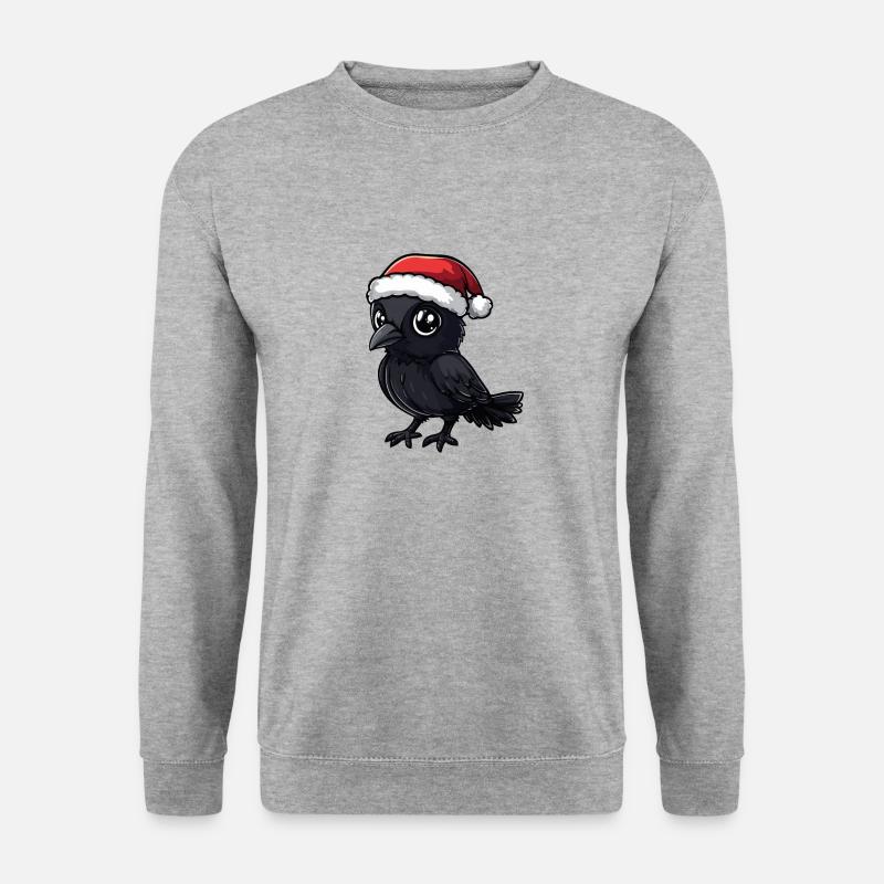 Rabe Krähe Weihnachten - Unisex Pullover - Weißgrau meliert