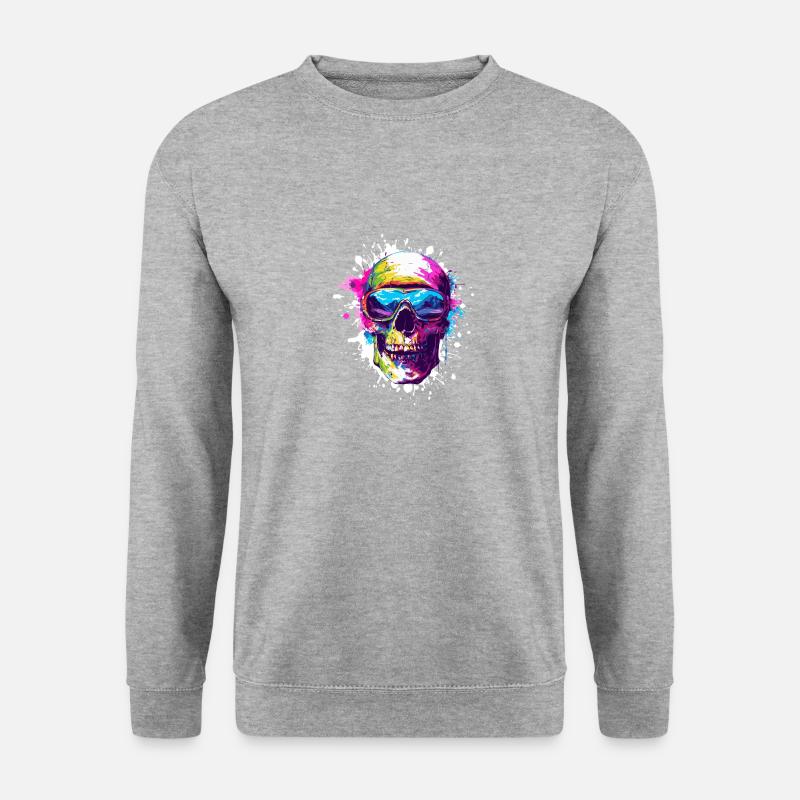 Ski Skibrille Totenkopf - Unisex Pullover - Weißgrau meliert