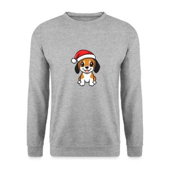Beagle Hund Weihnachten - Unisex Pullover - Weißgrau meliert - Vorne - Alina (178cm) & Michal (187cm)