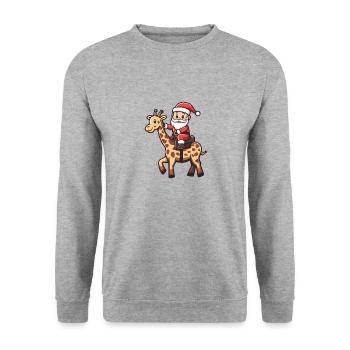 Girafe Père Noël dessin animé - Sweat-shirt Unisexe - gris chiné - Devant - Alina (178cm) & Michal (187cm)