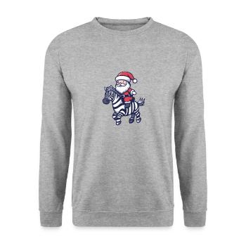 Zebra Santa Claus Cartoon - Unisex Sweatshirt - salt & pepper - Front - Alina (178cm) & Michal (187cm)
