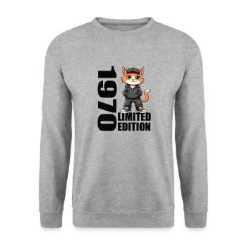 Edition Limitée 1970 Anniversaire Né 1970 - Sweat-shirt Unisexe - gris chiné - Devant - Alina (178cm) & Michal (187cm)