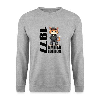 Limited Edition 1977 Geburtstag 1977 Geboren - Unisex Pullover - Weißgrau meliert - Vorne - Alina (178cm) & Michal (187cm)