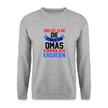 Kroaten Oma Großmutter Kroatin Hrvatska Kroatien - Unisex Pullover - Weißgrau meliert - Vorne - Alina (178cm) & Michal (187cm)