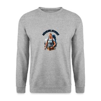 Wander Woman - Frauen Bergsteigen Wandern - Unisex Pullover - Weißgrau meliert - Vorne - Alina (178cm) & Michal (187cm)