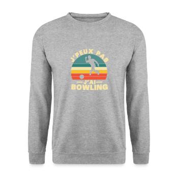 Ich kann nicht bowlen - Unisex Pullover - Weißgrau meliert - Vorne - Alina (178cm) & Michal (187cm)