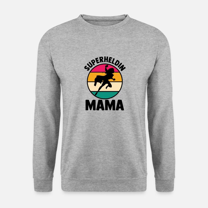 Mutter Superheldin Mama - Unisex Pullover - Weißgrau meliert