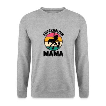Maman Super-héroïne Maman - Sweat-shirt Unisexe - gris chiné - Devant - Alina (178cm) & Michal (187cm)