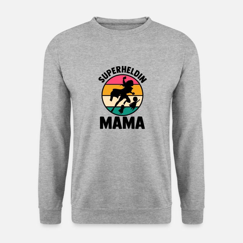 Mutter Superheldin Mama - Unisex Pullover - Weißgrau meliert