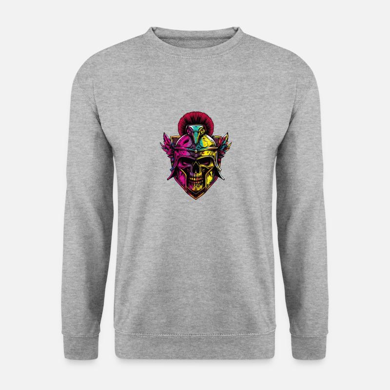 Spartaner Skull Gladiator Wappen - Unisex Pullover - Weißgrau meliert